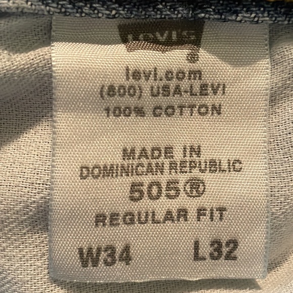 Levi’s 505 Regular Fit 34 x 32 Blue Jeans zip fly Pockets - Picture 5 of 14